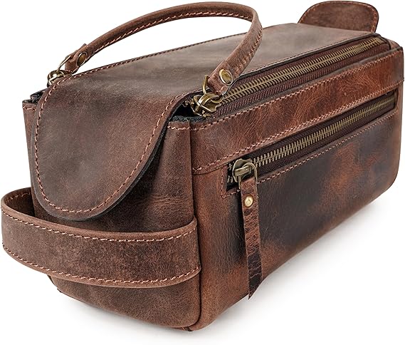 Leather Toiletry Bag for Men and Women